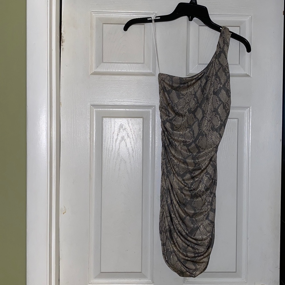Snake skin one shoulder night dress